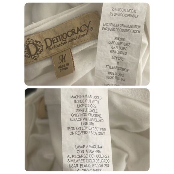 Democracy Embroidered High-Low Hem Drop Sleeve Top M - Picture 8 of 10